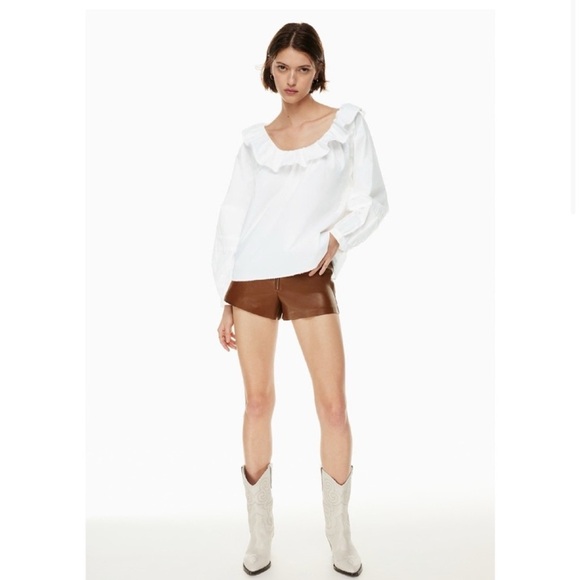 Wilfred Aritzia Verbena Poplin White Frill Collar Long Sleeve Top Blouse XS - Picture 4 of 13